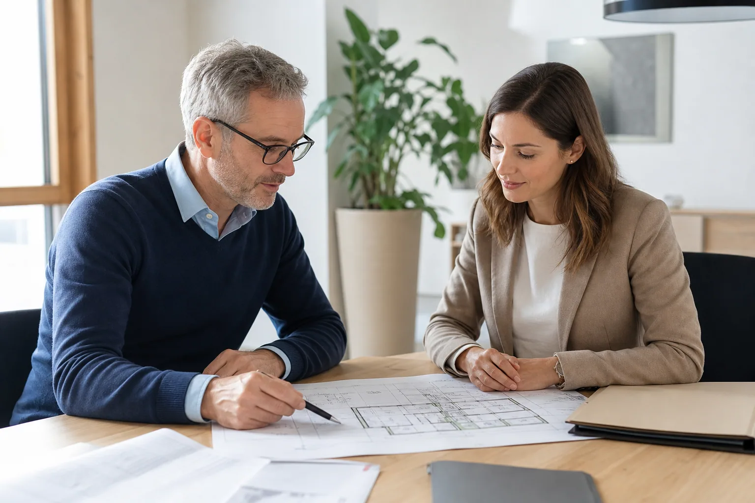 Persoenliches Gespraech ueber hochwertige Immobilien und Immobilienverkauf